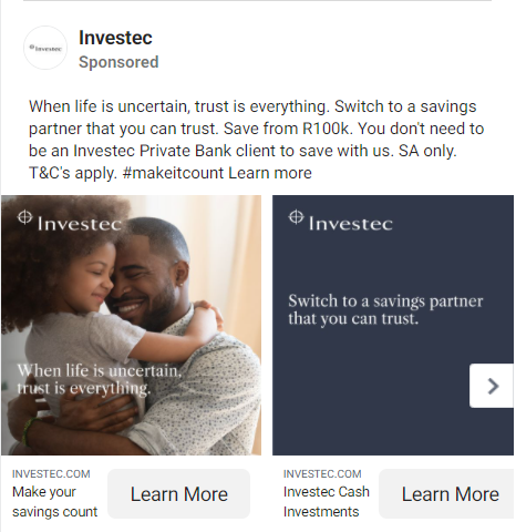 Example of using images on a Facebook Carousel Ads Campaign