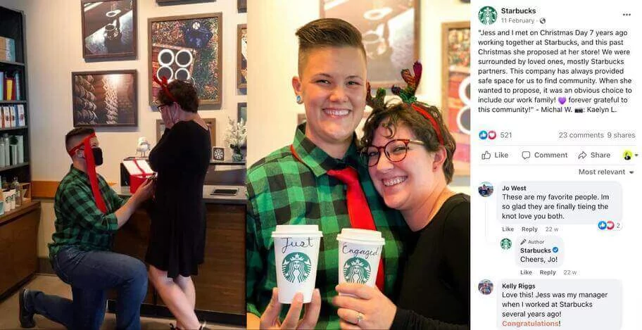 Facebook user-generated content featuring stories from StarBucks